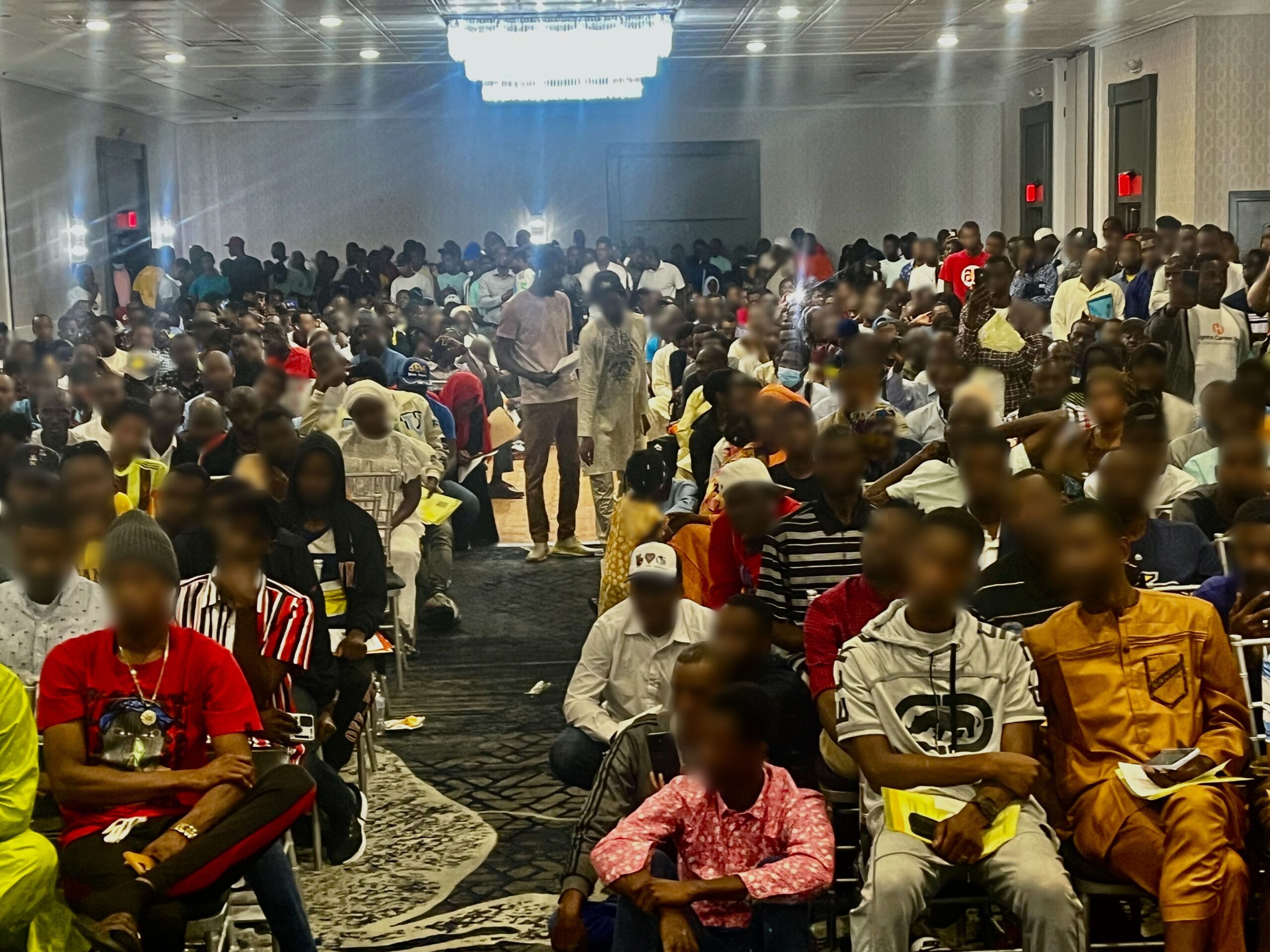 People attend legal briefing for Black Mauritanians in Cincinnati, June 10.
