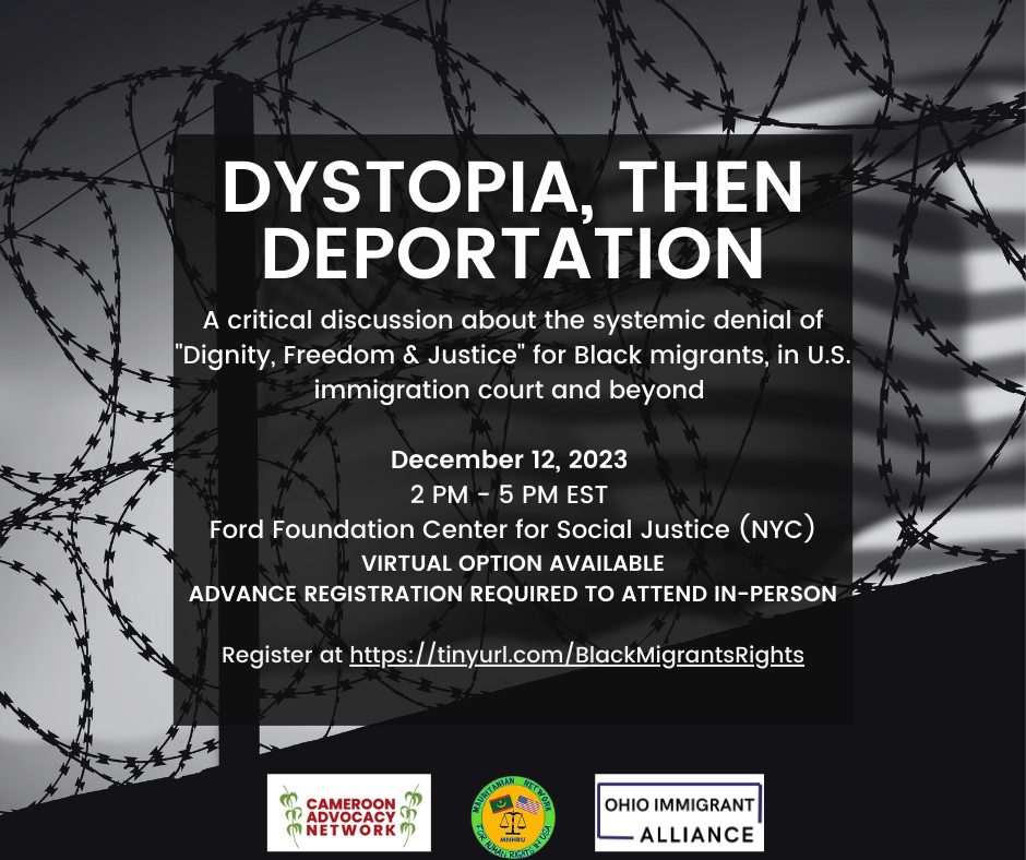 "Dystopia, Then Deportation" is an event hosted by OHIA, CAN, and MNHRUS on 12/12 at 2pm in NYC. Register to attend!